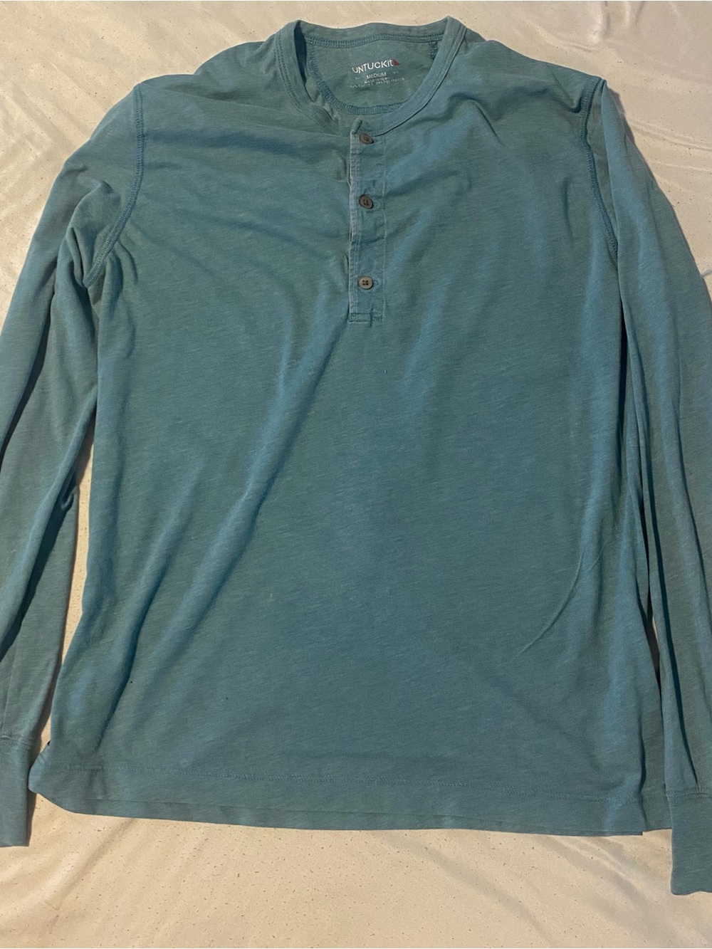 UNTUCKit Men's Teal-Blue Long-Sleeve Henley